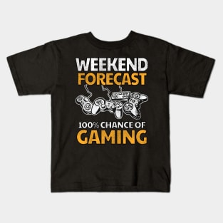 Weekend Forecast 100% Chance Of Gaming Gift Funny Kids T-Shirt